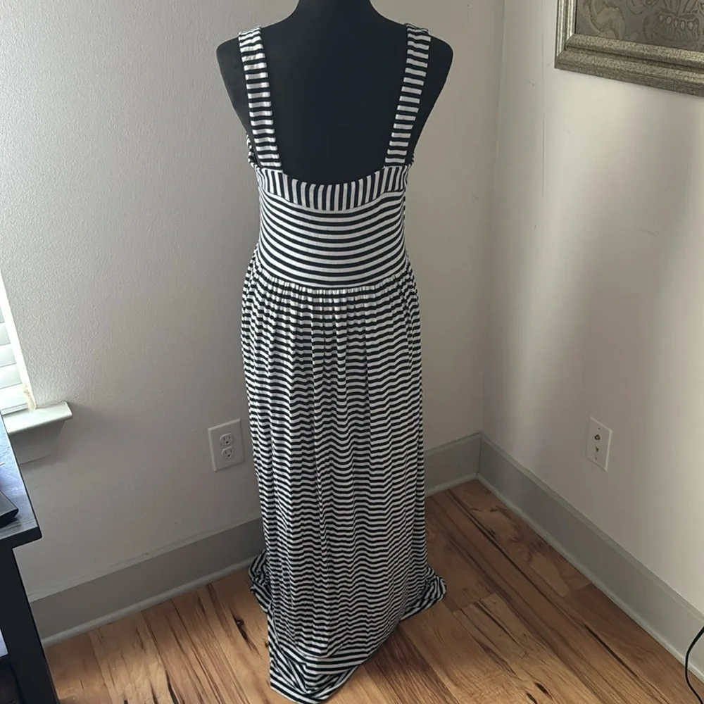 LOFT blue white striped maxi‎ dress Sz M